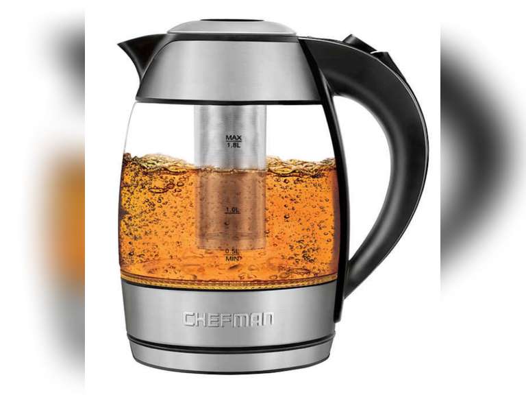 Chefman 1.8 Liter Electric Glass Kettle With Removable Tea Infuser 34.