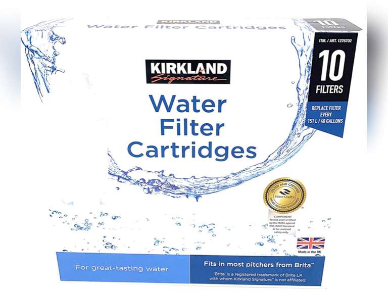 Kirkland Signature Water Filter Cartridges for Brita Pitchers, 10