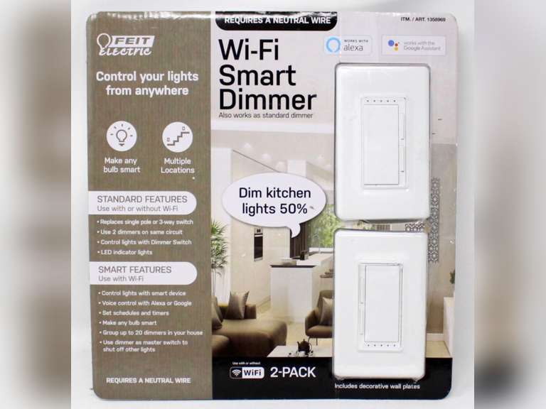 Feit Electric WiFi Smart Dimmer 3way Switch 2 Pack 47.99 Quarter Price