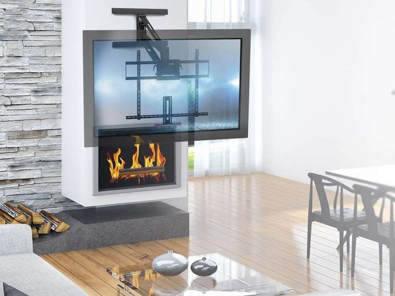 Monoprice Above Fireplace Mantel Pull-Down Full-Motion Articulating TV Wall  Mount Bracket For LED TVs