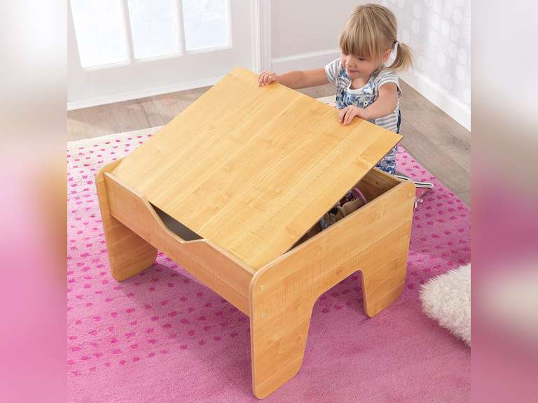 KidKraft Reversible Wooden Activity Table with Board with 195 Building