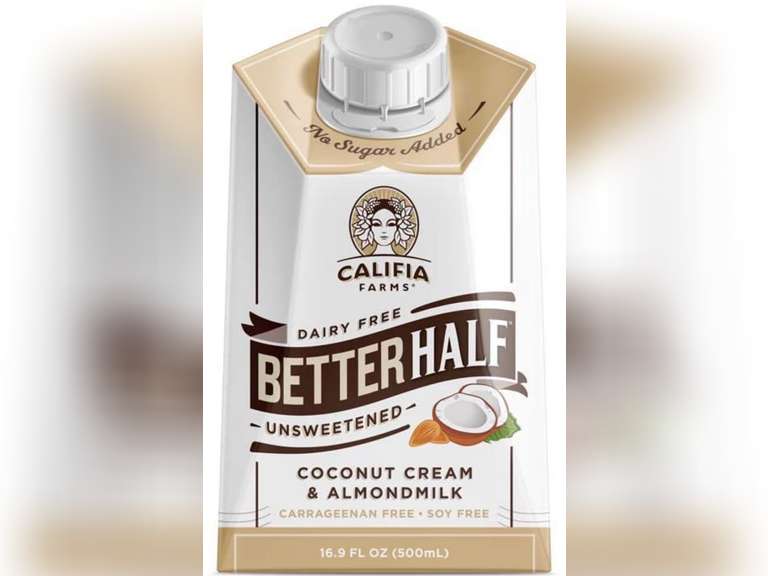 Califia Farms Unsweetened Better Half Coffee Creamer, 16.9 Fl Oz (Pack