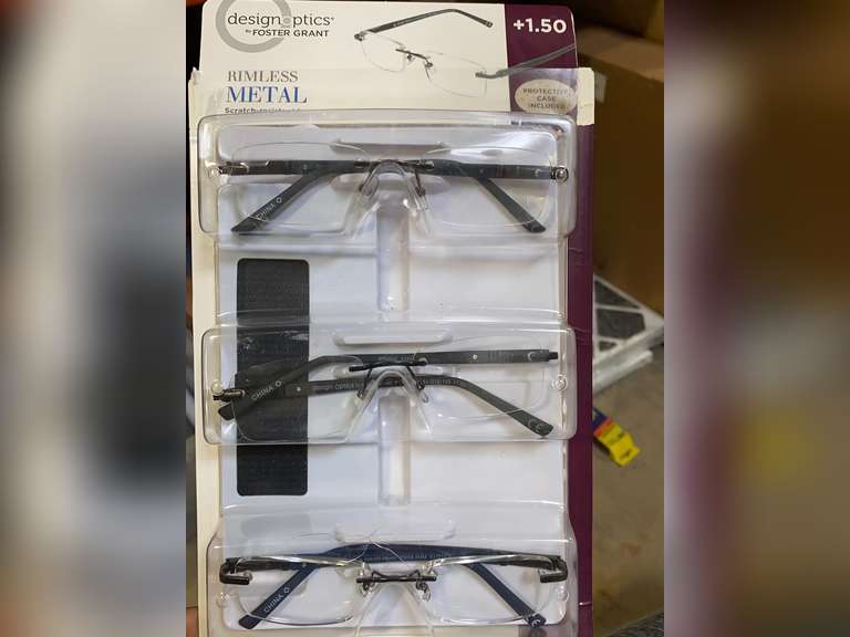 Design Optics Foster Grant Rimless Metal Reading Glasses Crystal Clear