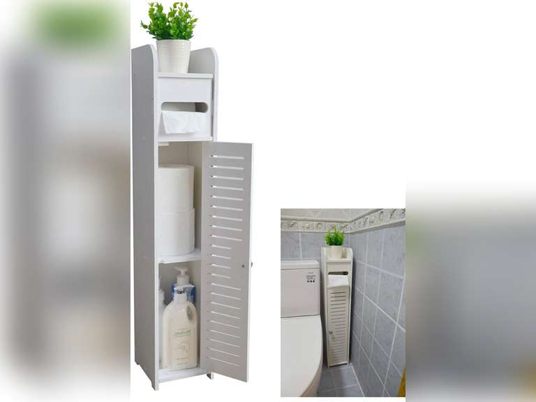 Small Bathroom Storage Corner Floor with Doors and Shelves,Thin