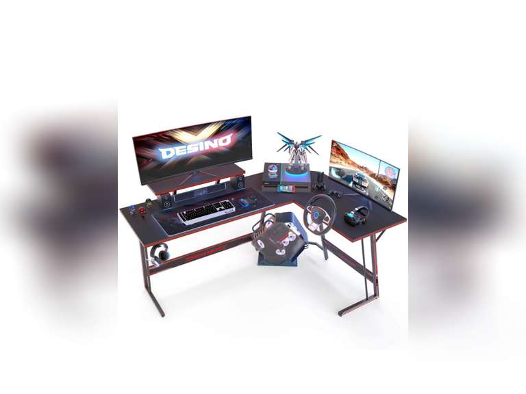 DESINO L Shaped Gaming Desk Computer Corner Desk PC Writing Table Gamer