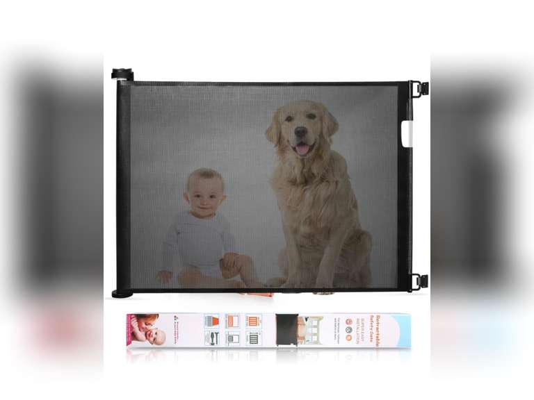 Babepai Retractable Baby Gate Wide Safety Mesh Gate Easy to Roll and