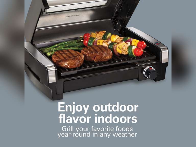 Used, Hamilton Beach Electric Indoor Searing Grill with Viewing Window