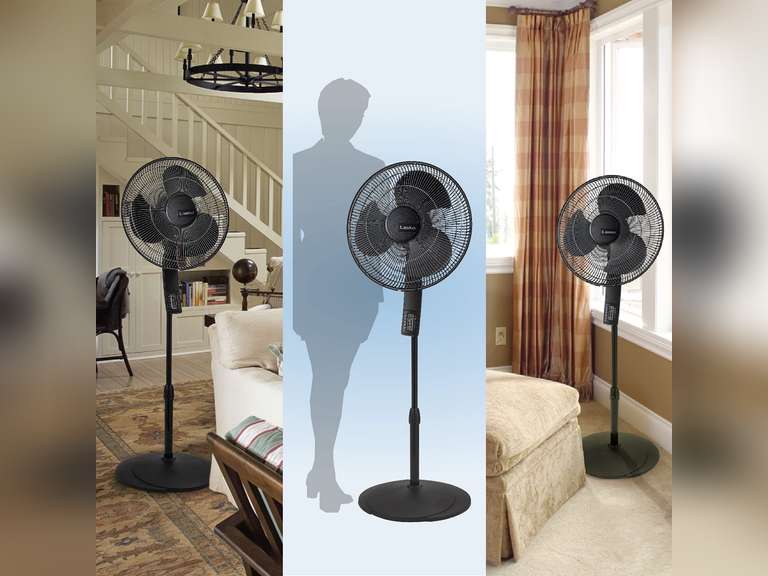 Lasko S16612 Oscillating 16″ Adjustable Pedestal Stand Fan with Timer,  Thermostat and Remote for Indoor, Bedroom, Living Room, Home Office u0026  College Dorm Use, 16 Inch, Black 16612 59.69 - Quarter Price