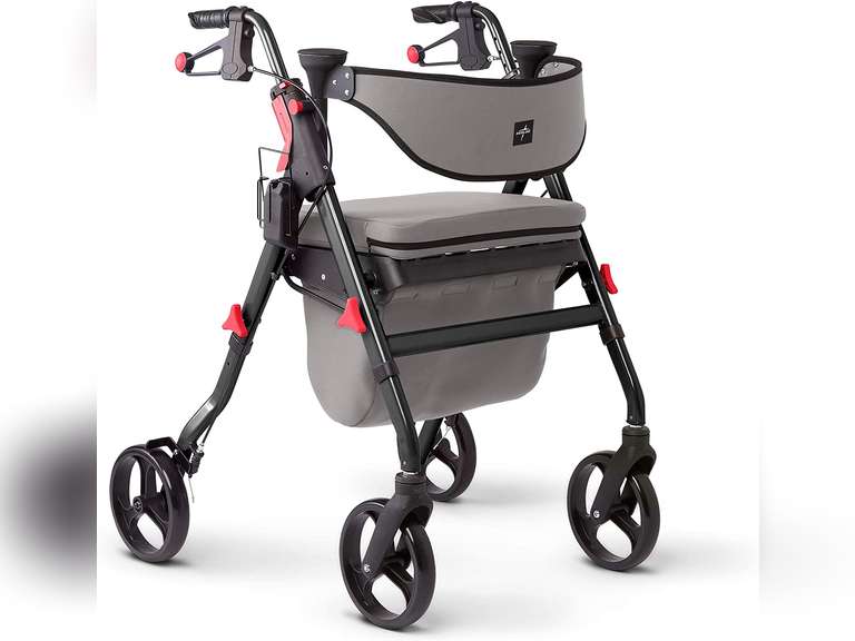 Medline Premium Empower Rollator Walker with Seat, Comfort Handles and