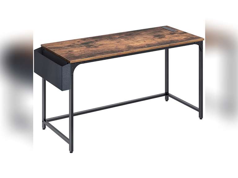 Rolanstar Computer Desk with Power Outlet, 55” Home Office PC Desk with