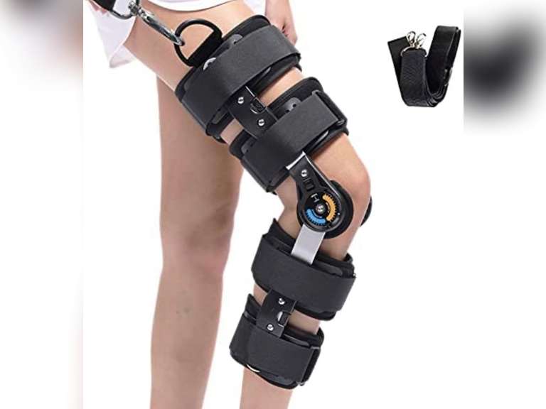 Hinged Knee Brace ROM Post OP Knee Immobilizer Brace Leg Braces Orthopedic Patella Knee Brace