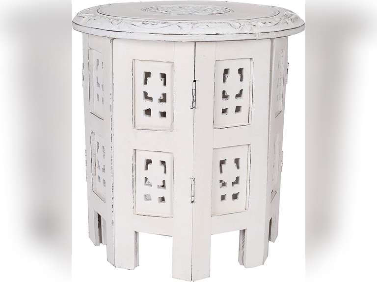 Solid Wood Hand Carved Accent Table, Side Table, Entryway Table, Side