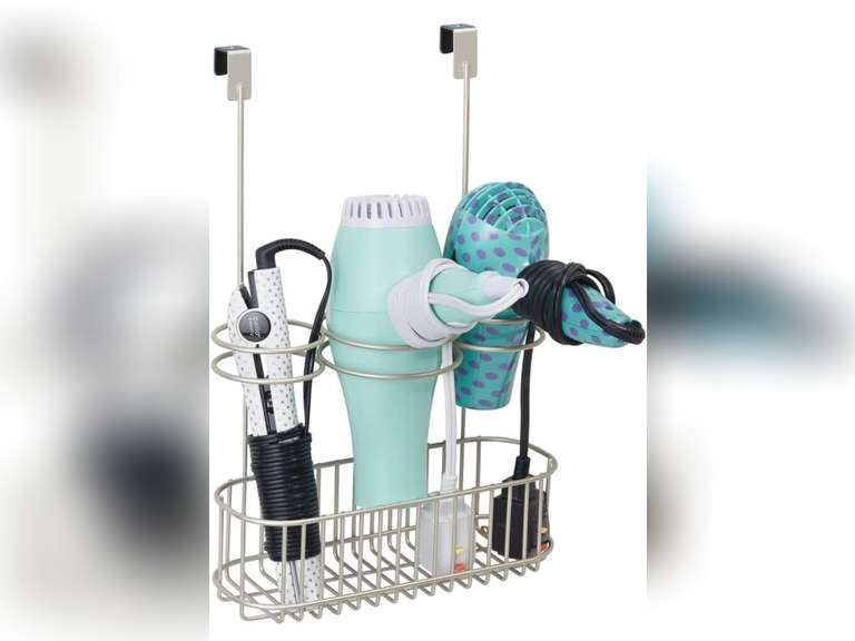 mDesign Steel Over Door Hair Care, Hot Styling Tool Organizer