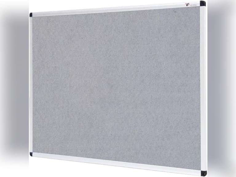 VIZPRO Notice Board Felt Gray, 36 X 24 Inches, Silver Aluminium Frame 36 x 24 Inches Gray 34.9