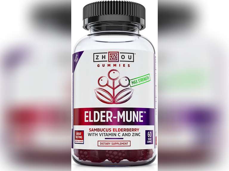 Zhou Nutrition ElderMune Sambucus Elderberry Gummies with Zinc and