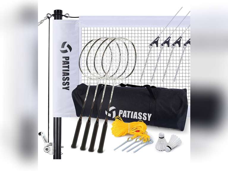 Patiassy Professional Badminton Set with 4 Carbon Aluminum Rackets and