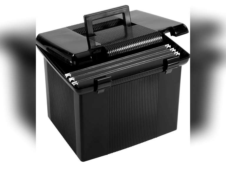 Pendaflex Portable File Box with File Rails, Hinged Lid with Double