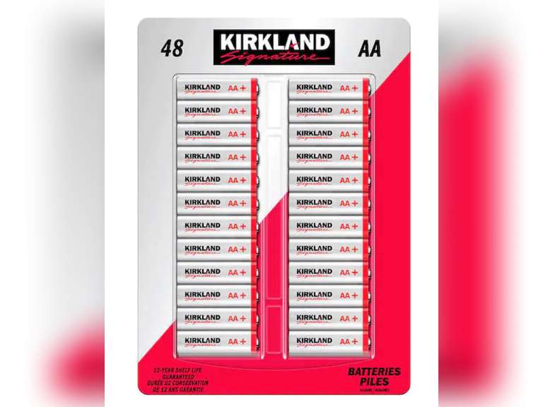Kirkland Signature Alkaline AA Batteries, 48count 18.99 Quarter Price