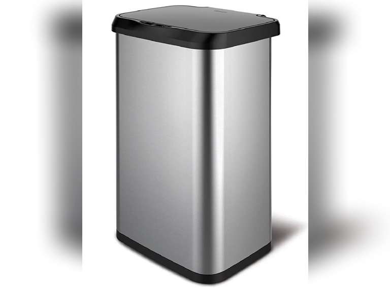 Glad Stainless Steel Trash Can with Clorox Odor Protection Touchless Metal Kitchen Garbage Bin