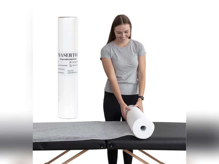 MASERTIO Disposable Massage Table Sheets 60 Sheets Per Roll