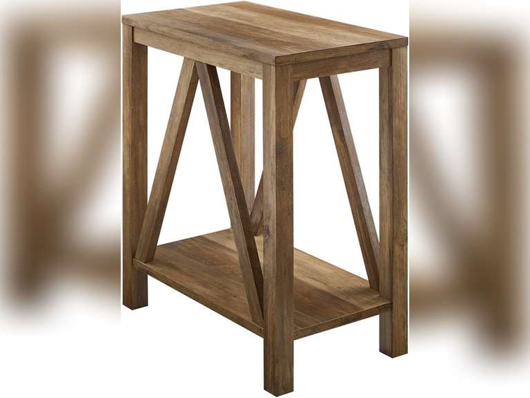 Walker Edison Modern Farmhouse AFrame Wood Rectangle Side Table Living