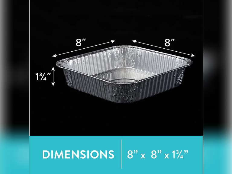 8x8 Aluminum Pans (30 Pack) Disposable 8 Inch Square Foil Baking Pans