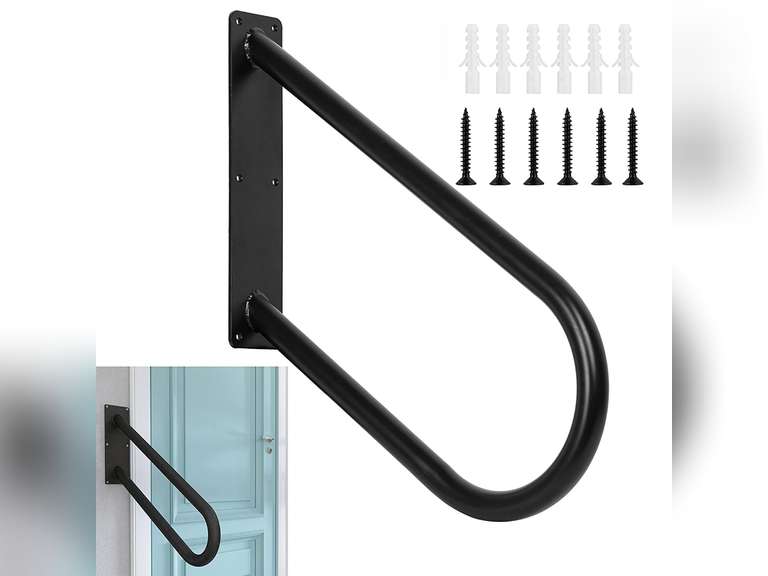 Wall Mounted Handrails for Outdoor Steps, 24.8" Heavy Duty UShaped Grab Metal Handrail for 13