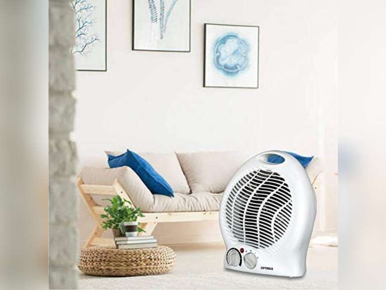 Optimus H-1322 Portable 2-Speed Fan Heater with Thermostat , White 32.57 -  Quarter Price