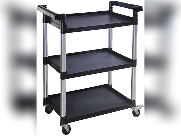 MaxWorks 80774 3Shelf Utility Plastic Cart with Wheels225 Lbs Maximum