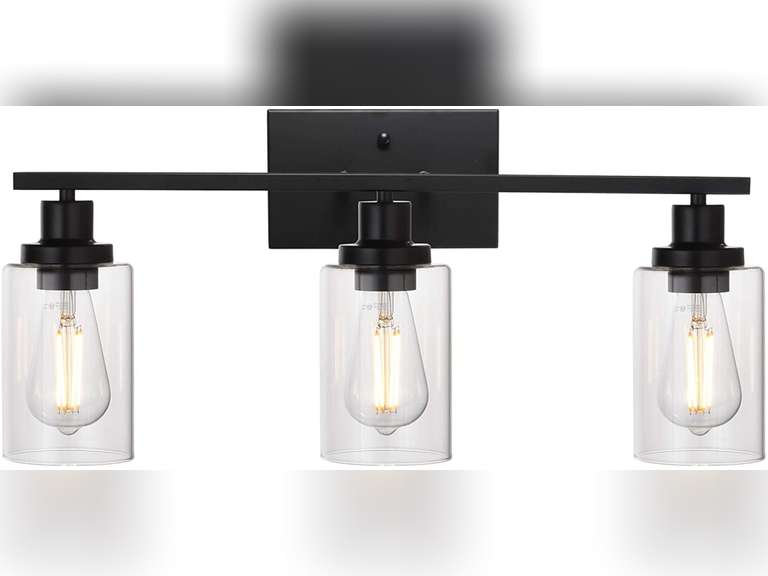 MELUCEE Bathroom Vanity Light Fixtures 3 Lights Wall Sconce Black with