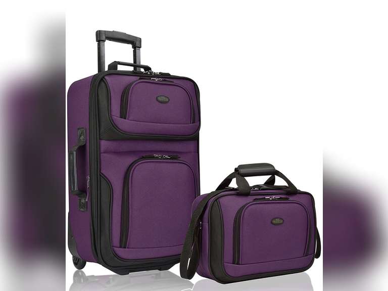 U.S. Traveler Rio Rugged Fabric Expandable CarryOn Luggage Set, Purple