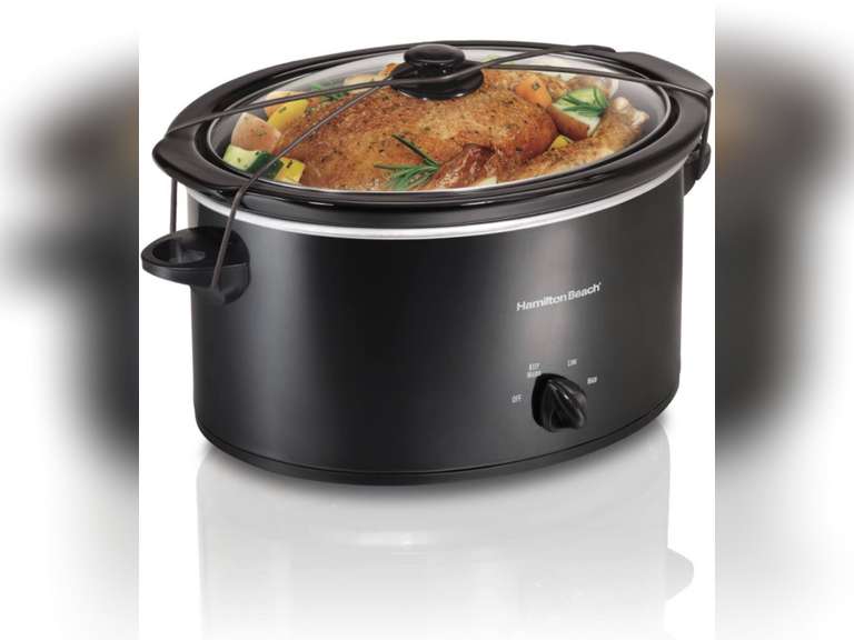 Hamilton Beach Portable 5Quart Slow Cooker With Lid Latch Strap for