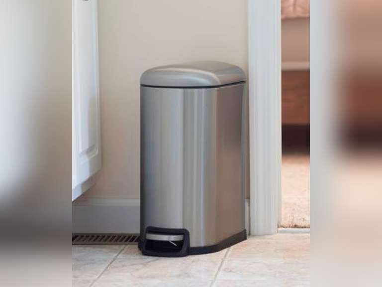 Slim Trash Can, 10 Liter / 2.6 Gallon, Stainless Steel Bathroom Step