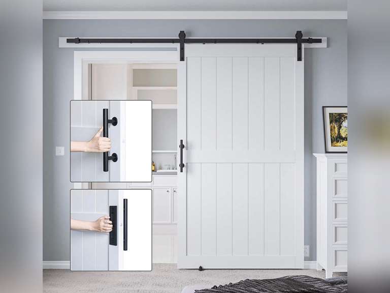 COSHOMER 48in x 84in MDF Sliding Barn Door with 8ft Barn Door Hardware