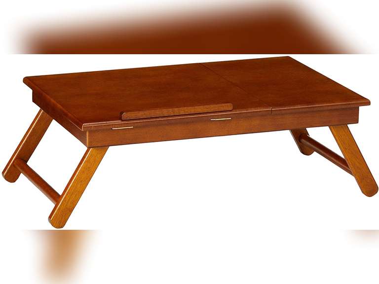 Winsome Anderson, Flip Top with Drawer, Foldable Legs Lap Desk, Teak 38