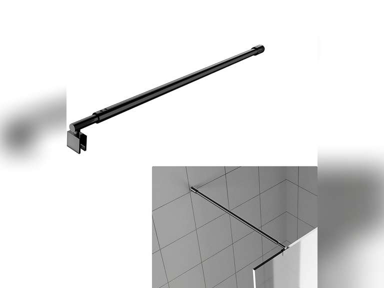 Black Shower Glass Support Bar,WalltoGlass Support Arm for 5/16" to 3