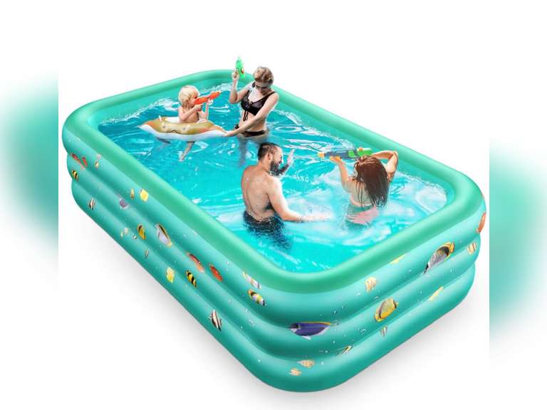Inflatable Pool, FullSized Kiddie Pool, 96 X 57 X 22 Inch Large Blow