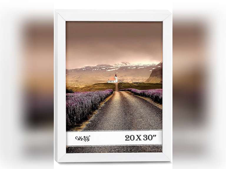 CAVEPOP 20x30 White Wooden Picture Frame with Polished Plexiglass