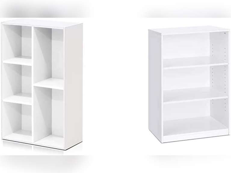 Furinno 5Cube Open Shelf, White & Jaya Simple Home 3Tier Adjustable