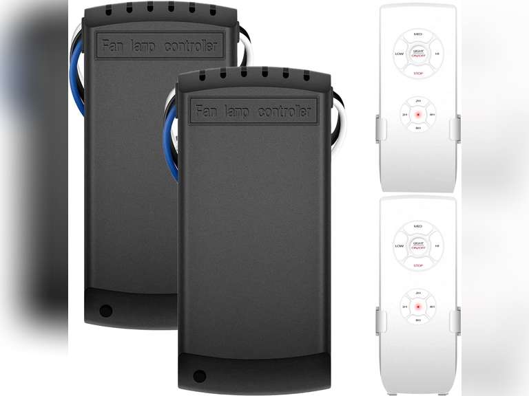 2 Pack Universal Ceiling Fan Remote Control Kits, Wireless Remote and Receiver Kits for Harbor