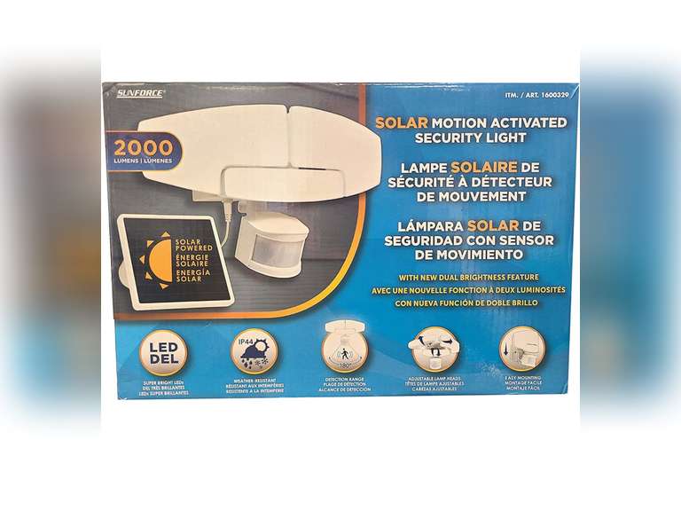 Costco Sunforce Solar Motion Activated Light 2000 Lumens 28.99