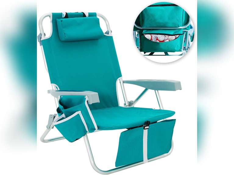 BLUU Backpack Beach Chairs for Adults, 5Position Lay Flat Outdoor
