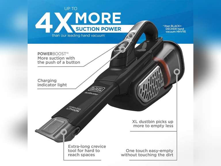 BLACK+DECKER dustbuster Handheld Vacuum, Cordless, AdvancedClean+ , Black (HHVK515J00FF) 107