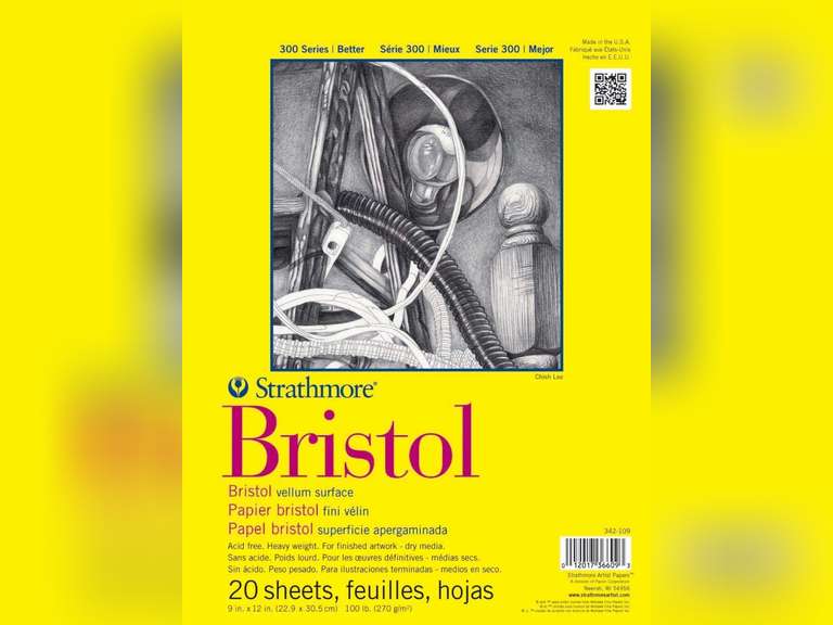 Strathmore 300 Series Bristol Paper Pad, Vellum, Tape Bound, 9x12