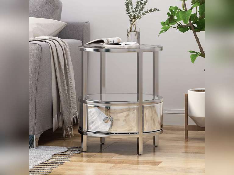 Christopher Knight Home Cytheria Modern Round End Table with Tempered Glass Drawers and