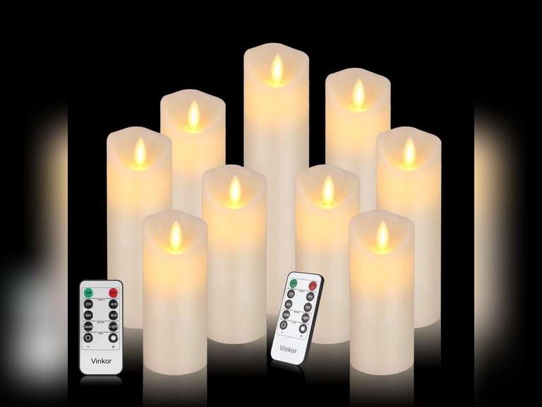 Vinkor Flameless Candles Battery Operated Candles Real Wax Pillar LED