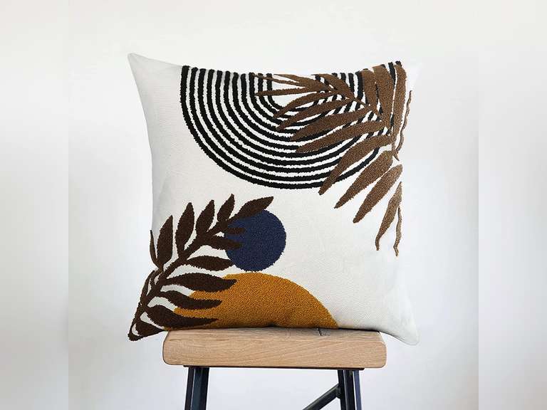 Merrycolor Boho Pillow Covers 18x18,Soft Mid Century Geometric Leaves