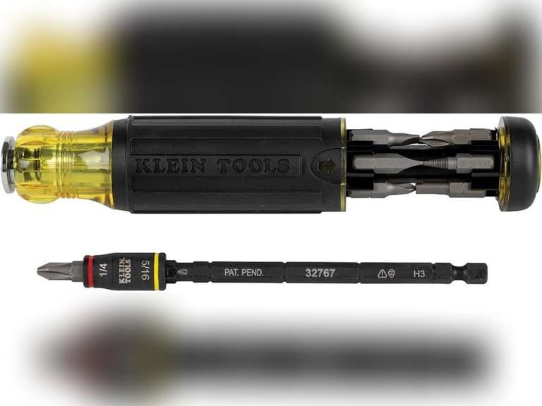 Klein Tools 32304 Screwdriver, 14in1 Adjustable Screwdriver with Flip