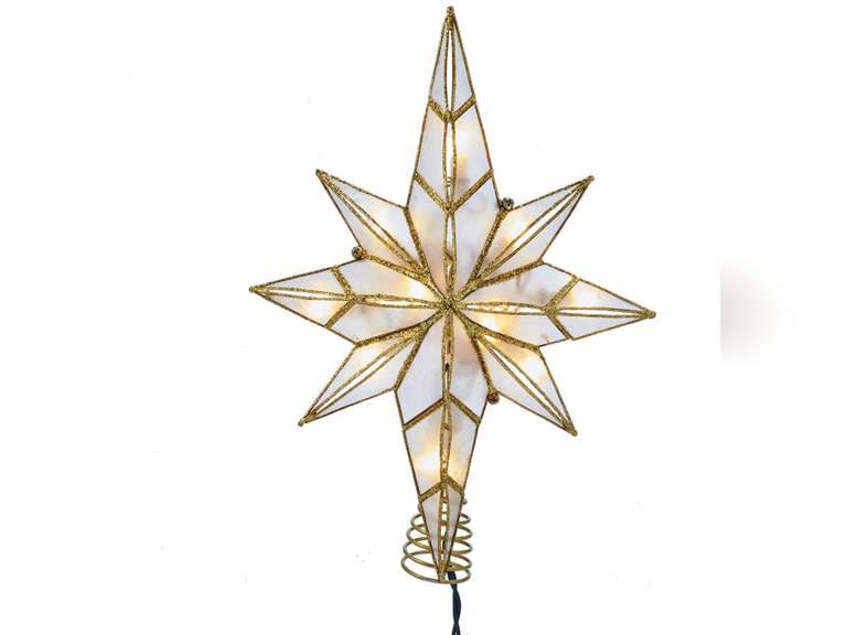 Kurt S. Adler Kurt Adler 10-Light 11.4-Inch Capiz Bethlehem Star Treetop, Gold, White 25.9