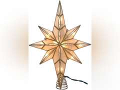 Kurt S. Adler Kurt Adler 10-Light 11.4-Inch Capiz Bethlehem Star Treetop, Gold, White 25.9